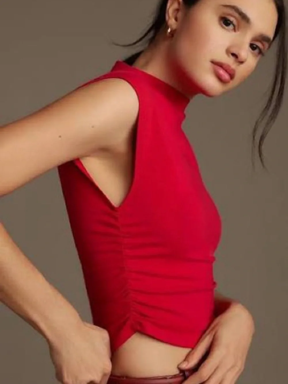 NWT Reformation Lipstick Red Mock Neck Sleeveless Tank - Picture 4 of 4